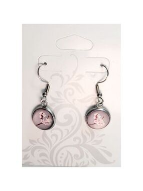 Trending hand crafted Cherry Blossom cabochon dangle drop earrings